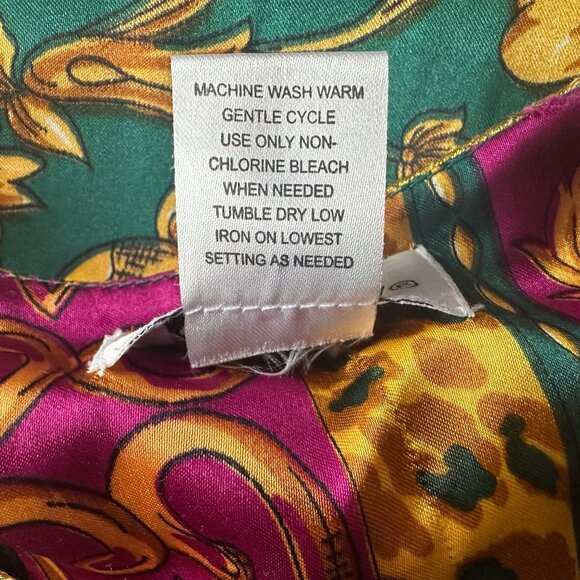 Vintage Winlar Womens One Size Dress Kaftan Satin Floral Animal Print Maxi - Picture 7 of 7